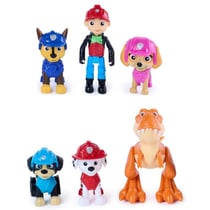 Pat patrouille le film mission dino 6 figurines : ryder rex marcus stella chase et t-rex - chien + dinosaure - SPIN MASTER