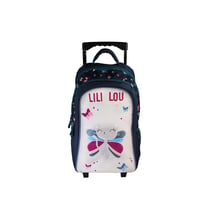 Sac à dos à roulettes - Lili Lou - Beige et bleu - 2 compartiments