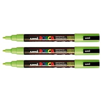 Lot de 3 marqueurs peinture permanents pointe conique fine 0,9 - 1,3 mm - POSCA - Vert pomme
