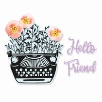Matrices de découpe et tampon transparent - Machine à écrire - 6 pièces - Sizzix