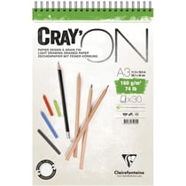 Bloc Cray'On A3 - 30 Feuilles - 160G - Spirales - Clairefontaine