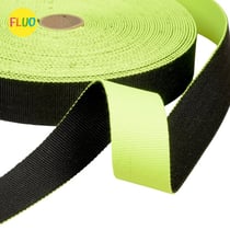 Sangle bicolore réversible 38mm vert fluo/noir au mètre