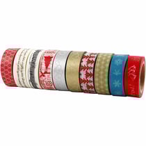 Bande adhésive Washi Tape, Noël, L : 15 mm, 10x10 m/ 1 Pq.