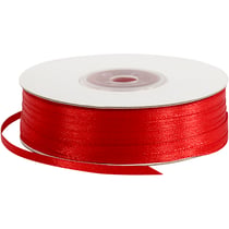 Ruban de satin, L : 3 mm, rouge, 100 m/ 1 rouleau