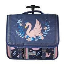 Cartable à roulettes 41 cm - Phileas Cygne - Bleu et rose - Fille, 2 compartiments