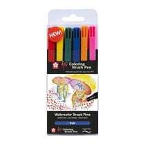 6 feutres - Pointe pinceaux  - Koi Coloring Brush Pen Bright colours - Sakura