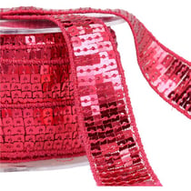 Bobine galon paillettes 14,5m rose fuchsia