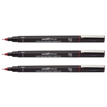 Lot de 3 feutres techniques pointe fine - UNI-BALL - PIN 05200 B - 0,5 mm - Rouge