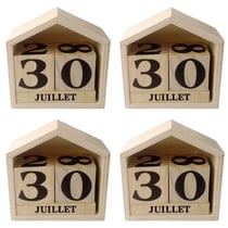 4 calendriers perpétuels en bois maisonnette 7 x 8 cm