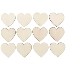 12 coeurs en bois - grand 40 mm