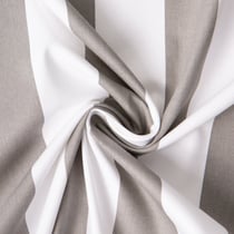 Tissu Coton Sergé d'ameublement Rayé Gris sur fond Blanc