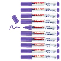 Lot de 10 marqueurs textiles permanents pointe ogive 2-3 mm - EDDING - Violet fluorescent - 4500