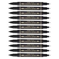 Lot de 12 marqueurs permanents double pointe - PENTEL - Noir - 0,3 mm et 1,2 mm