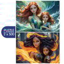 Puzzle 500 pièces - 2 Puzzles - L'Eau et le Feu - Collection Mère et Fille - Alipson Puzzle