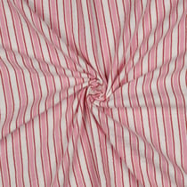 Tissu Double gaze de Coton fil teint Rayures bicolore rose rouge sur fond Blanc