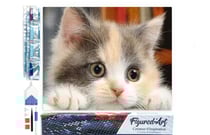 Diamond Painting Broderie Diamant Figured’Art 40x50cm toile entière roulée avec diamants carrés - Petit Chat curieux