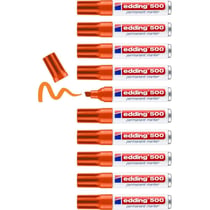 Lot de 10 marqueurs permanents - EDDING - Pointe biseautée 2-7 mm - Orange - Corps aluminium