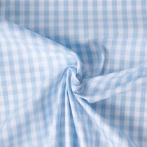 Tissu Rayures Laury Petits carreaux 5 mm Bleu ciel
