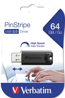 Clé usb 64GO VERBATIM Pinstripe 3.0 noir