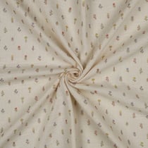 Tissu Double gaze de Coton Bio Nadia petites fleurs multicolore sur fond Naturel