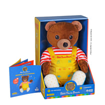 Petit Ours Brun – Peluche Musicale Qui Parle Conteur d'Histoires - 28 cm – Marron Jaune Rouge