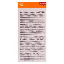 Lettres alphabet et Chiffres Transfert Noir 4mm