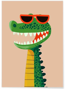 Affiche Crocodile à lunettes | A3 : 29,7x42cm