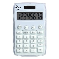 Calculatrice de poche - Blanc - Energie solaire - 8 chiffres - Sign