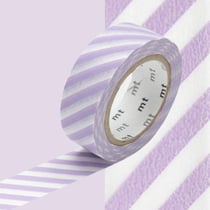 Masking Tape MT 1,5 cm Rayé lilas et blanc