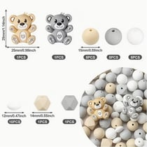 Ensemble de 29 perles en silicone fabrication bijoux fantaisies, attache tétine BEIGE GRIS 808537