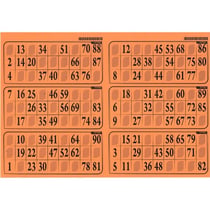 Plaque de 6 grilles de loto rigide 1mm orange - cartons loto - lotoquine