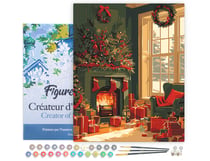 Peinture par Numéro Figured'Art avec Cadre - Feu de Cheminée à Noël - Kit de Loisir Créatif DIY Numéro d'Art Complet - 40x50cm toile tendue sur châssis