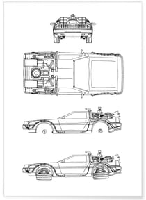 Affiche DeLorean | A3 : 29,7x42cm