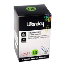 Trombones - Coloris assortis - Taille standard 32mm - Boîte de 100 - Bureau