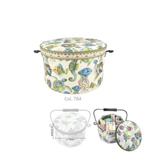 Boîte à couture ronde 22x13,5cm poissons multicolores