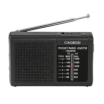 Avizar Mini Radio de Poche à Bandes FM et AM avec Antenne Télescopique et Haut-Parleur Noir