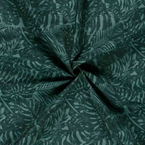 Tissu Short de bain déperlant recyclé Feuillage sur fond Bleu pétrole