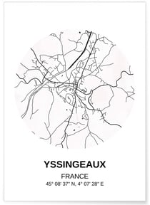 Affiche Carte Yssingeaux | A3 : 29,7x42cm