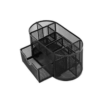 Organiseur de bureau - 9 compartiments - Métal - Noir - Pour le bureau