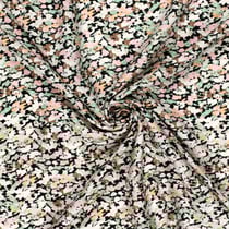 Tissu Crêpe de Viscose fleurs Lia sur fond Bleu marine