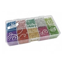 Boite de perles de rocaille metalliques
