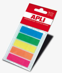 Index adhésifs film 45 x 12 mm 5 couleurs fluorescentes 25 index par couleur