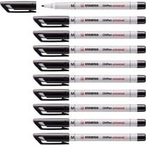 Lot de 10 feutres pour transparents - STABILO OHPen - Encre soluble - Pointe médium - Noir