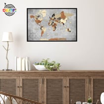 Tableau carte du monde en bois 3D multicolore
