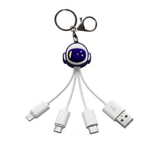 YELLO KOKO Câble USB 4 en 1 2.1A avec Porte-Clés Astronaute Fast Charge 10.5W Blanc