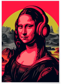 Affiche Mona Lisa casque audio | A3 : 29,7x42cm