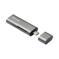 PNY Lecteur de Carte Mémoire USB-C 3.1 et Adaptateur USB Gris