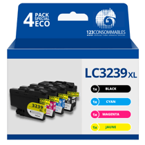 Pack compatible avec BROTHER LC-3239XL 4 cartouches - 123CONSOMMABLES