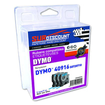 Lot de 3 rubans compatibles pour titreuse Dymo 40916 9mm/7m plastique noir sur bleu
