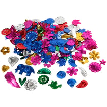Sequins, dim. 15-45 mm, Couleurs vives, 30 gr/ 1 Pq.